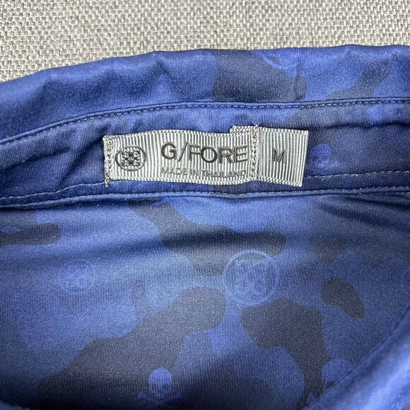 G/Fore Shirt Mens Medium Blue Camo Skull Polo Athletic Fit Performance Golf - Picture 4 of 8